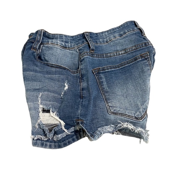 Kancan Distressed Ripped Raw Hem Denim Jean Cut Off Shorts - Picture 4 of 9